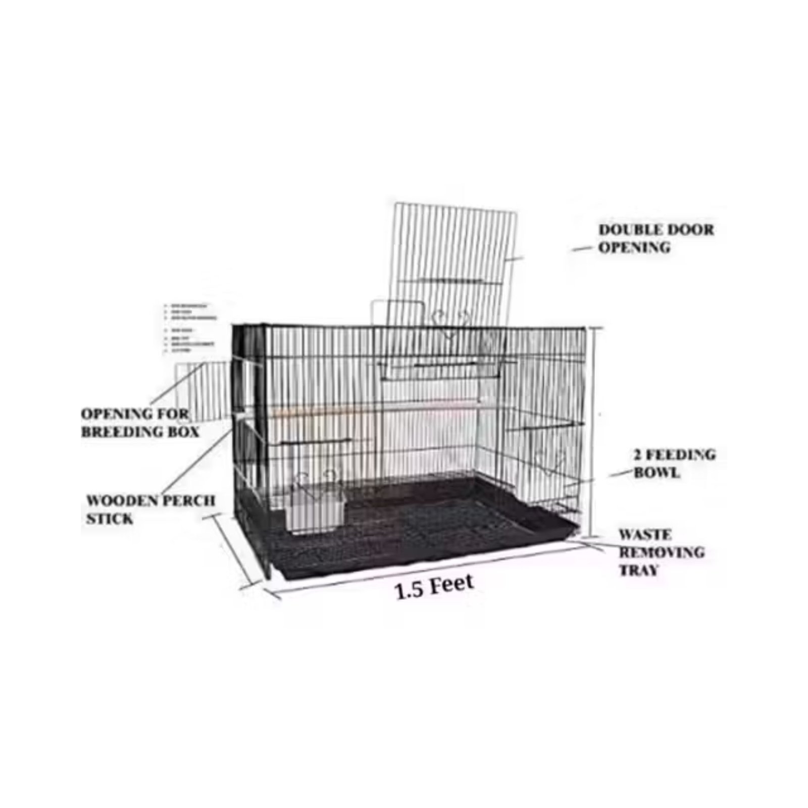 Foldable Metal Bird Cage for Small Birds with Accessories - Image 2